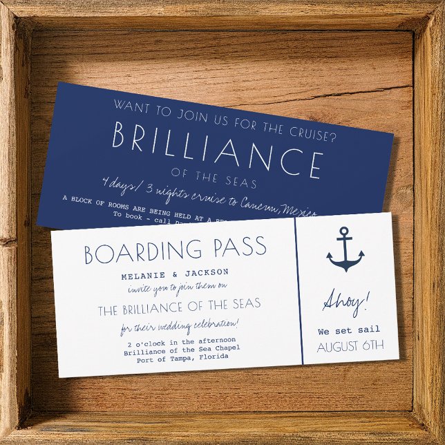 Kreuzfahrtschiff Nautical Boarding Pass Hochzeit Einladung (Cruise Ship Nautical Boarding Pass Wedding Invitation)