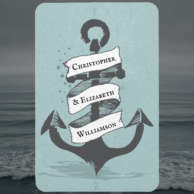 Kreuzfahrtschiff Nautical Monogram Stateroom Door Magnet (Nautical Ship Anchor - Cruise Ship Door Decor. Monogrammed with names. )