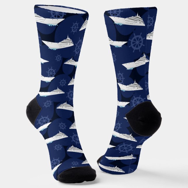Kreuzfahrtschiff Navy Blue and White Sailing Socken (Gewinkelt)