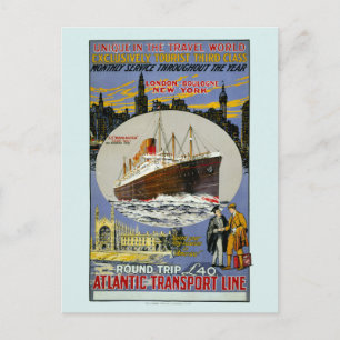 Kreuzfahrtschiff, New Yorker Skyline und eine Lond Postkarte