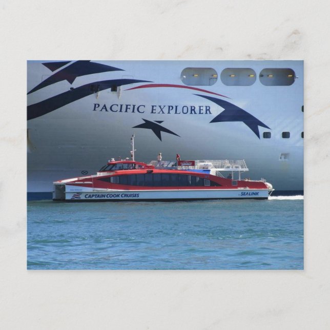 Kreuzfahrtschiff Pacific Explorer und Kleineres Bo Postkarte (Vorderseite)