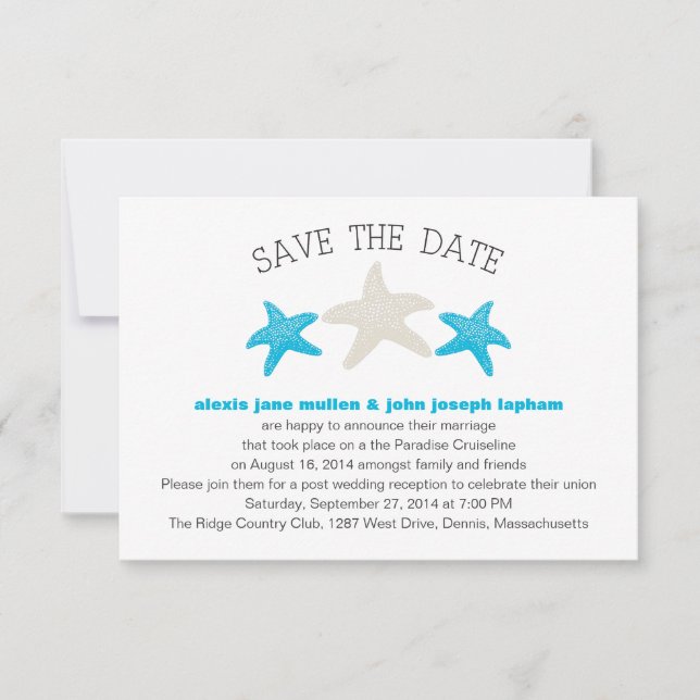 Kreuzfahrtschiff Starfish Boarding Hochzeit Save The Date (Vorderseite)