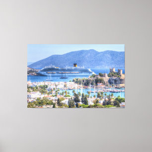 Kreuzfahrtschiff und Burg Bodrum Leinwanddruck