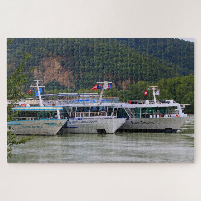 Kreuzfahrtschiffe, Donau, Österreich Puzzle (Horizontal)