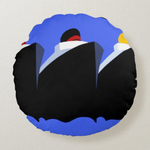 Kreuzfahrtschiffe Vintage Poster Ocean Liner Rundes Kissen