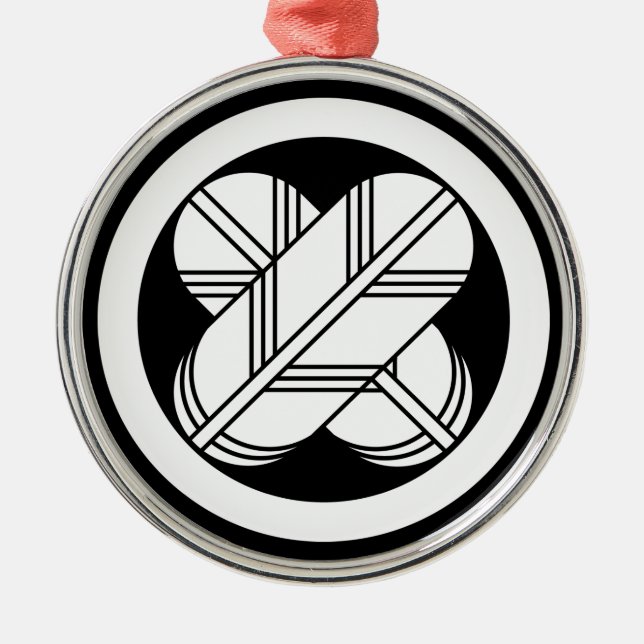 Kreuzfedern im Kreis Silbernes Ornament (Vorne)