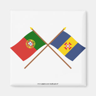 Kreuzflaggen Portugals und Madeiras Magnet