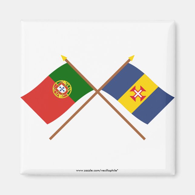 Kreuzflaggen Portugals und Madeiras Magnet (Vorne)