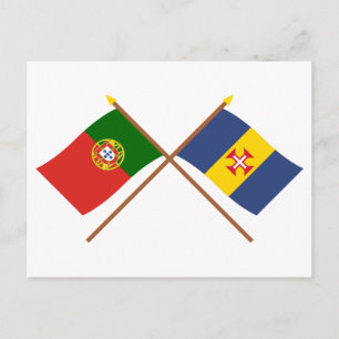 Kreuzflaggen Portugals und Madeiras Postkarte