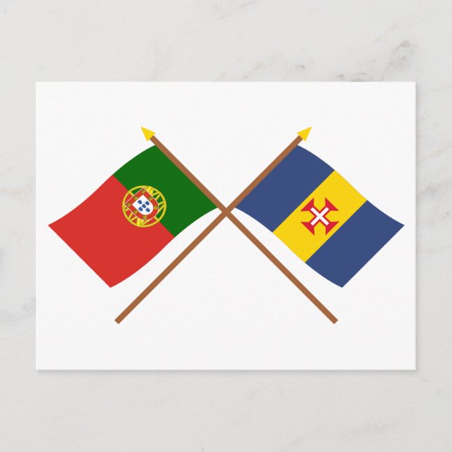 Kreuzflaggen Portugals und Madeiras Postkarte (Vorderseite)