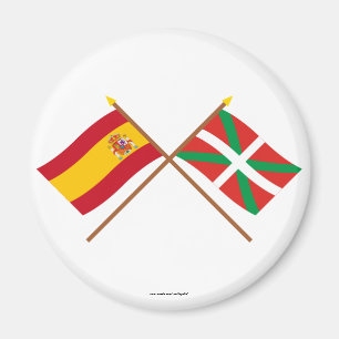Kreuzflaggen Spaniens und País Vasco (Euskadi) Magnet