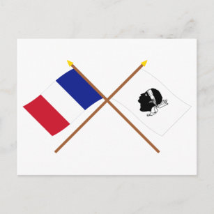 Kreuzflaggen von Frankreich und La Corse Postkarte