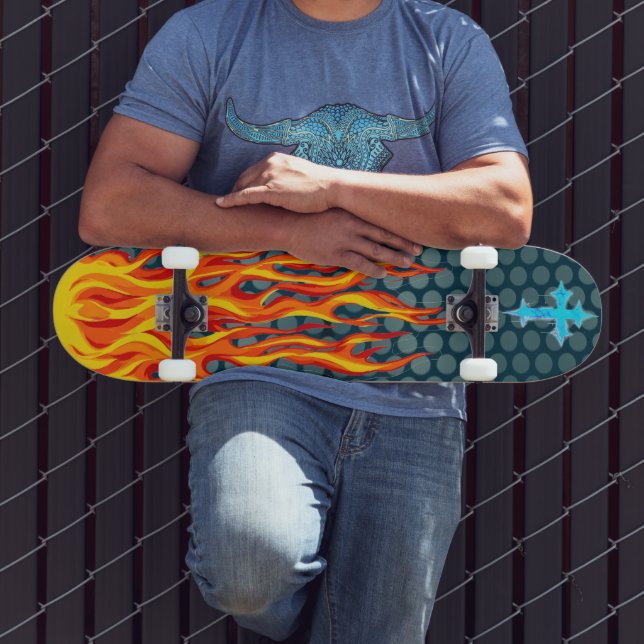 Kreuzflammen Skateboard (Außenbereich 3)