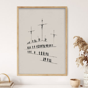 Kreuzigung Christi, Altes raues Kreuz, Jesus Kunst Poster