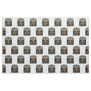 Kreuzigung des Jesus-Buntglas-Fensters Stoff