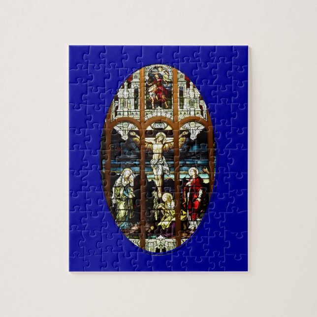Kreuzigung des Jesus-Buntglasfensters Puzzle (Vertikal)