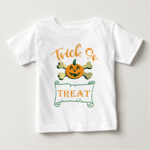 Kreuzknochen Halloween-Kürbis zu Trick oder zu Gas Baby T-shirt