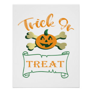 Kreuzknochen Halloween-Kürbis zu Trick oder zu Gas Poster