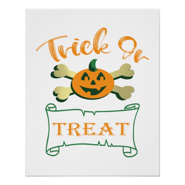 Kreuzknochen Halloween-Kürbis zu Trick oder zu Gas Poster (Vorderseite)
