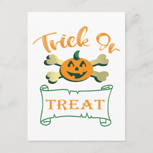 Kreuzknochen Halloween-Kürbis zu Trick oder zu Gas Postkarte (Vorderseite)