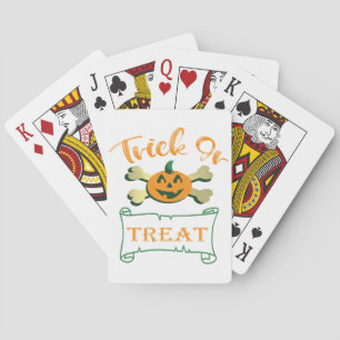 Kreuzknochen Halloween-Kürbis zu Trick oder zu Gas Spielkarten