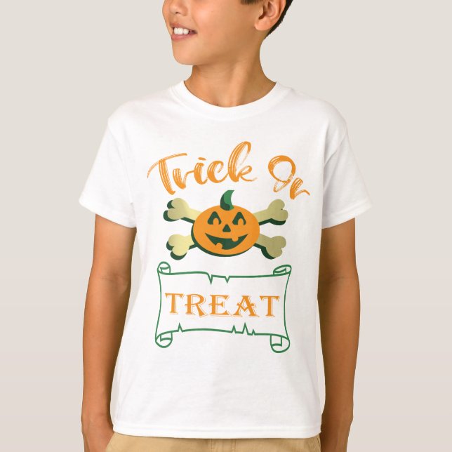 Kreuzknochen Halloween-Kürbis zu Trick oder zu Gas T-Shirt (Vorderseite)