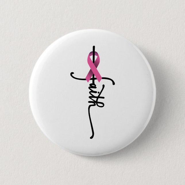 Kreuzkriegsüberlebung rosa Ribbon Brustkrebs Button (Vorderseite)