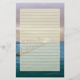 Kreuzschiff am Pier gezeichneten Briefpapier