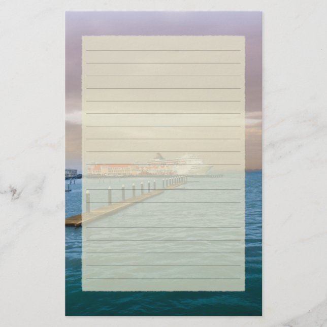 Kreuzschiff am Pier gezeichneten Briefpapier (Vorderseite)