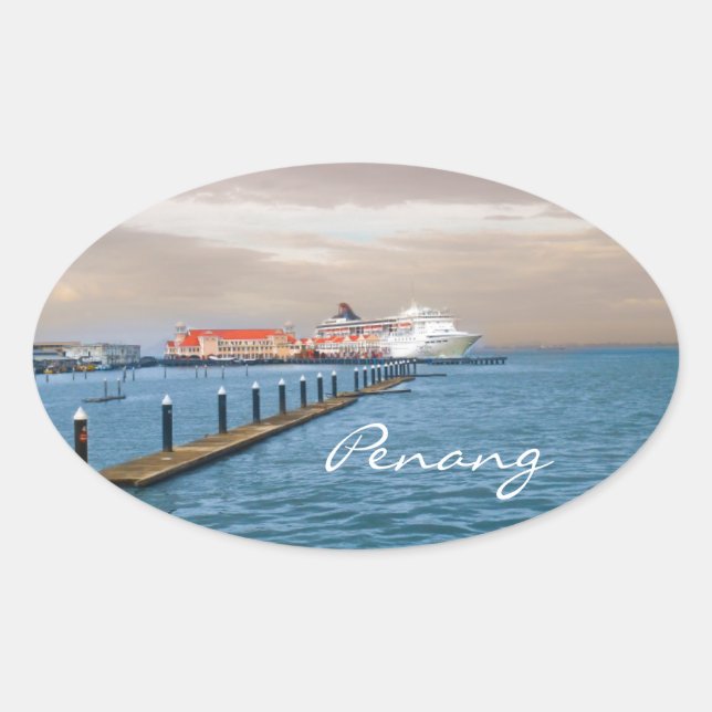 Kreuzschiff am Pier Ovaler Aufkleber (Vorderseite)