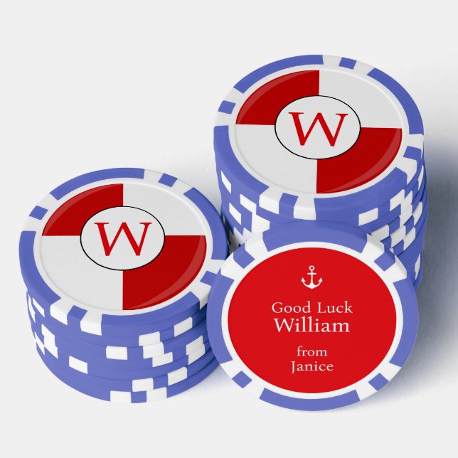 Kreuzschiff Custom Lifebelt Monogram Pokerchips (Stapel)