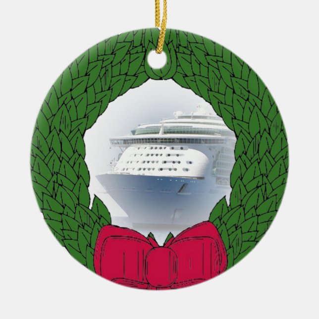 Kreuzschiff-datierte Weihnachtsverzierung Keramikornament (Vorne)
