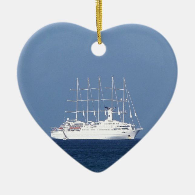 Kreuzschiff mit Segeln Keramik Ornament (Vorne)