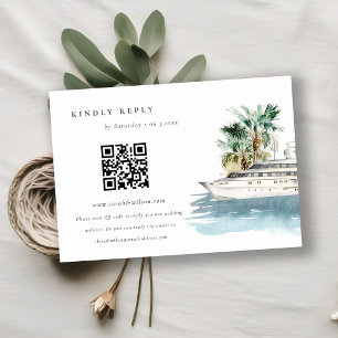 Kreuzschiff Palm Seascape Hochzeit QR Code UAWG Begleitkarte