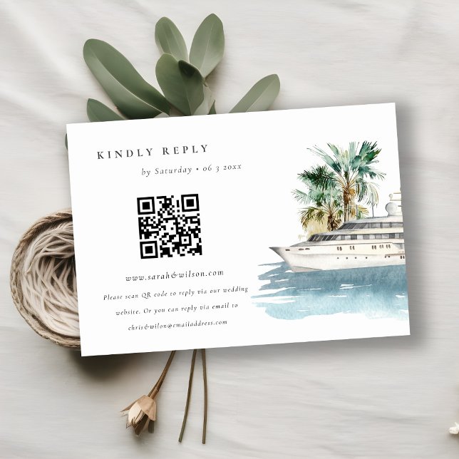 Kreuzschiff Palm Seascape Hochzeit QR Code UAWG Begleitkarte (Von Creator hochgeladen)