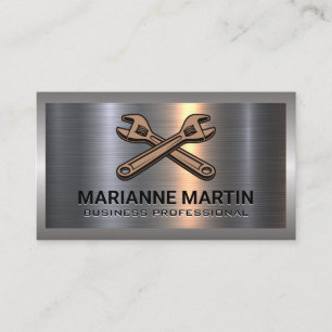 Kreuzschlüssel-Logo   Metallaluminium Visitenkarte