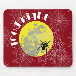 Kreuzspinne im Netz bei Vollmond Mousepad