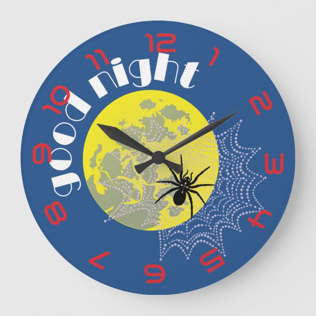 Kreuzspinne im Netz Große Wanduhr (Vorderseite)