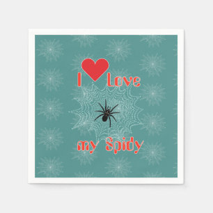 Kreuzspinne im Netz mit Tautropfen wie Perlen Serviette