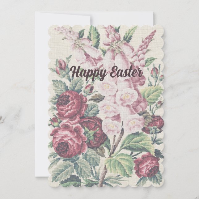 Kreuzstich-Blume Feiertagskarte (Vorderseite)