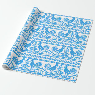 Kreuzstich-Design des Blue Rooster Geschenkpapier