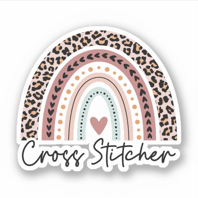Kreuzstich Leopard-Regenbogen, Kreuzstich Aufkleber (Vorderseite)