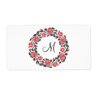 Kreuzstich-Rote Rosen Circle Monogram