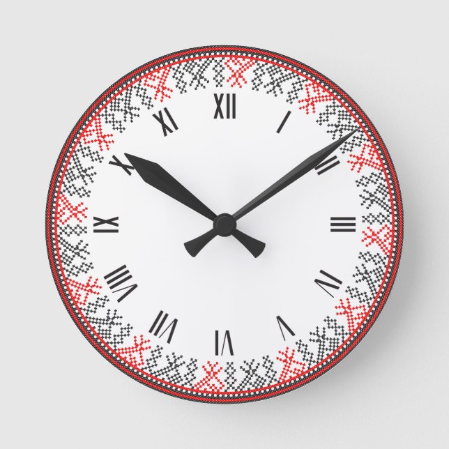Kreuzstich Runde Wanduhr (Vorderseite)