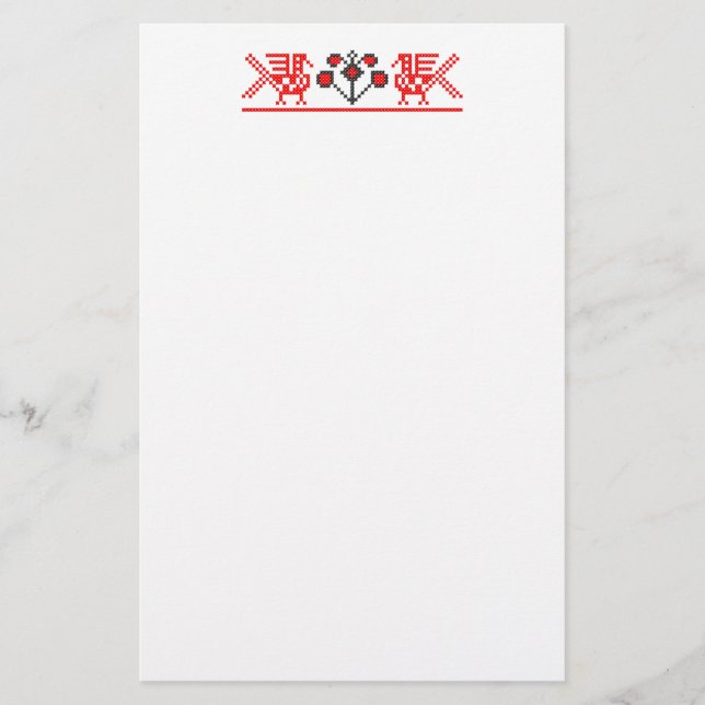 Kreuzstichvögel Briefpapier (Vorderseite)