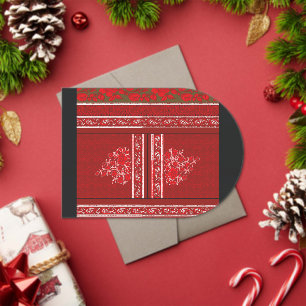 Kreuzstickermuster mit roten Blume und Reben Acryleinladungen