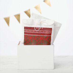 Kreuzstickermuster mit roten Blume und Reben Geschenktütchen