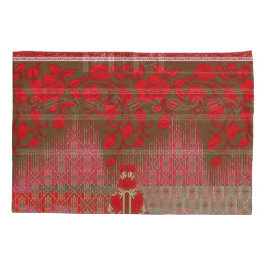 Kreuzstickermuster mit roten Blume und Reben Kissenbezug