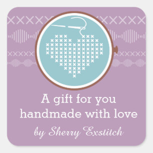 Kreuzstickerstickerei Quadratischer Aufkleber