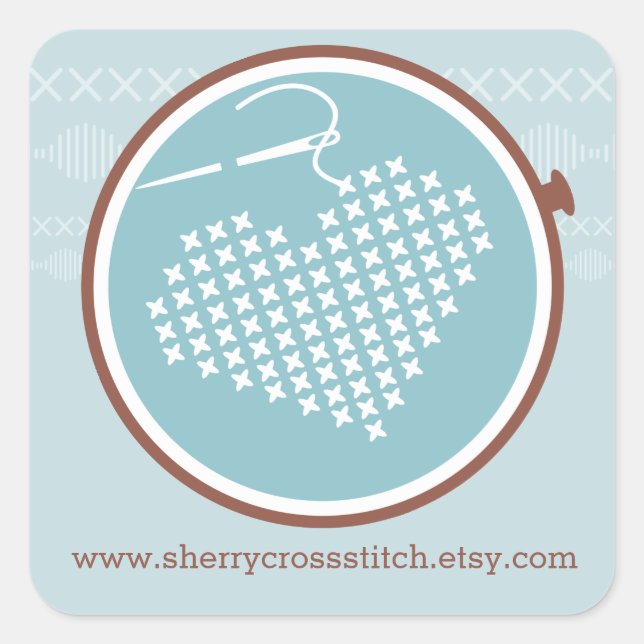 Kreuzstickerstickerei Quadratischer Aufkleber (Vorderseite)